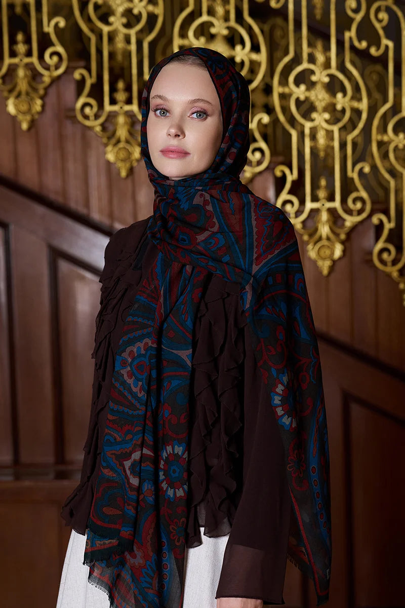 Yün İpek Vianne Şal - Acı Kahve