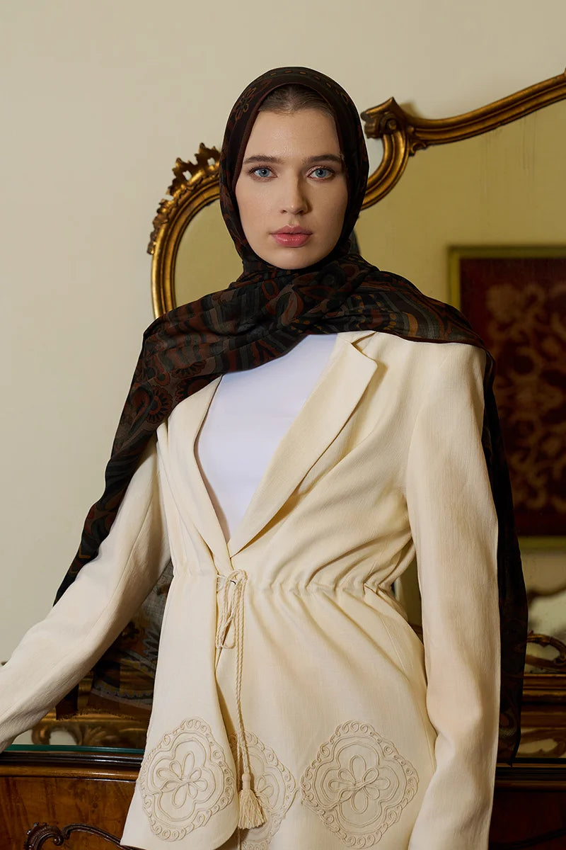 Yün İpek Vianne Şal - Kahve