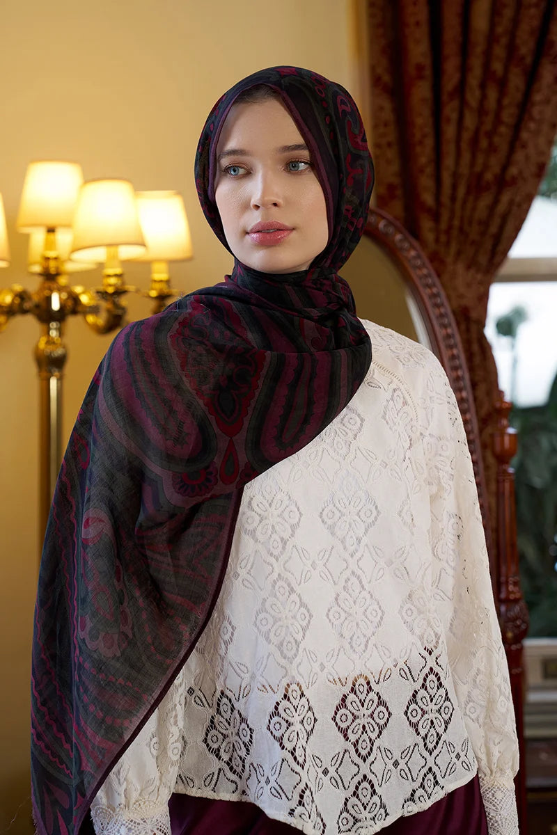 Yün İpek Vianne Şal - Mürdüm