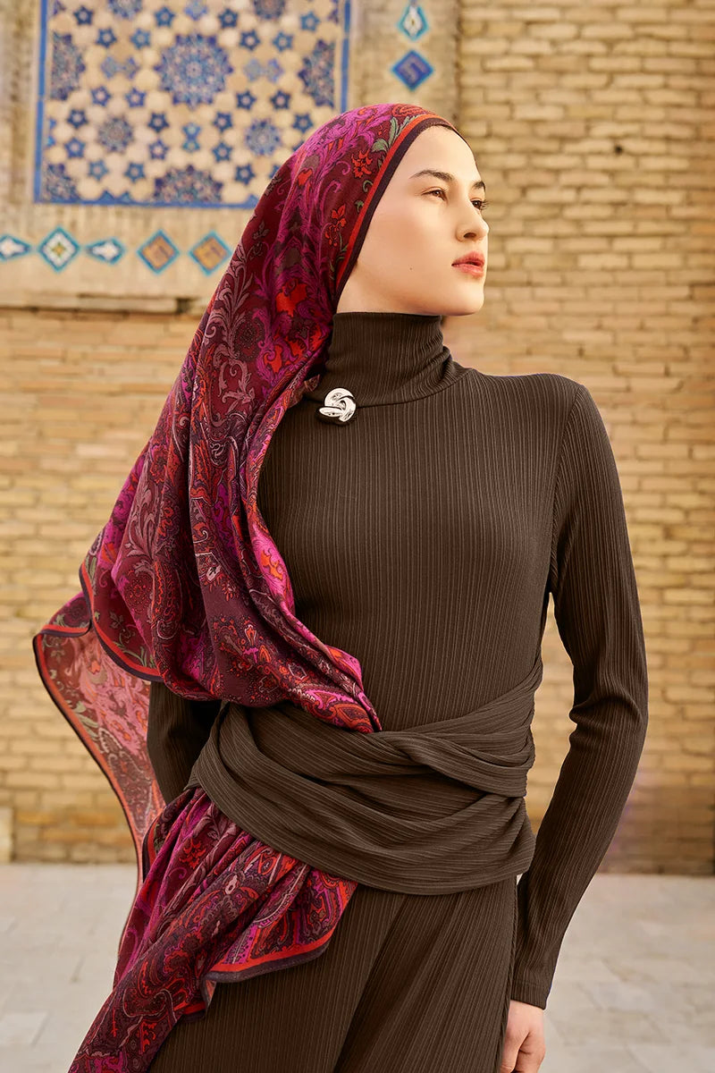 Zeraf Yün İpek Şal - Bordo