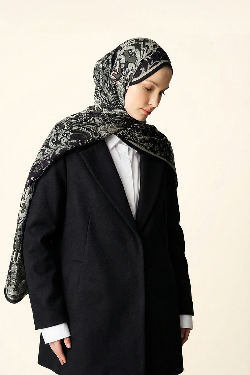 Zeraf Wool Silk Shawl - Black