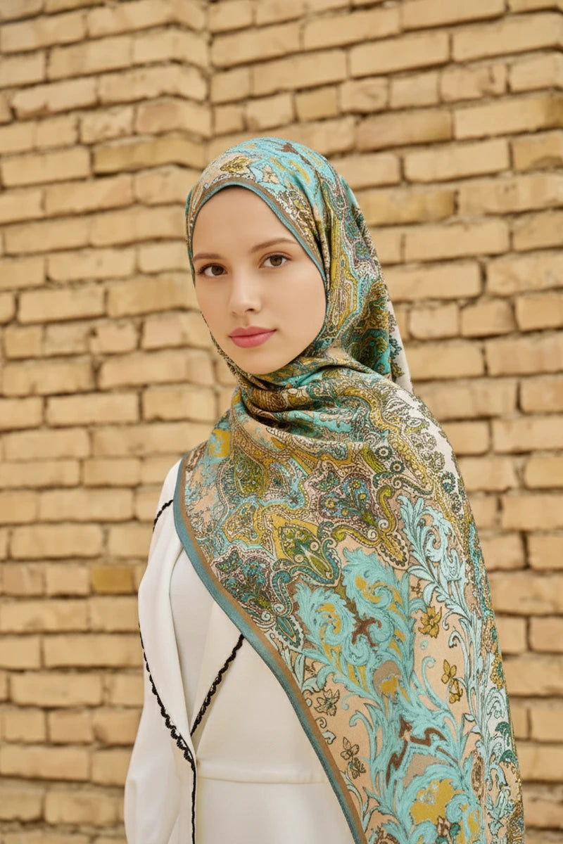 Zeraf Yün İpek Şal - Turkuaz
