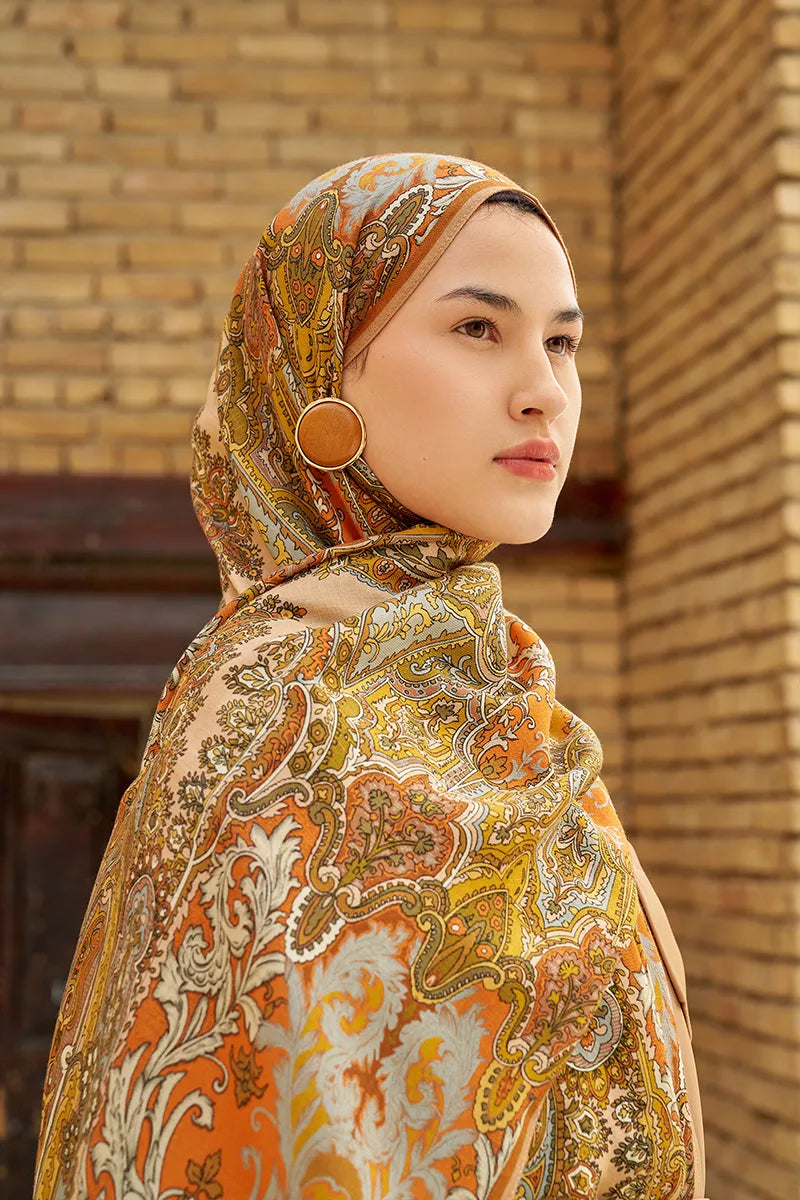 Zeraf Yün İpek Şal - Turuncu