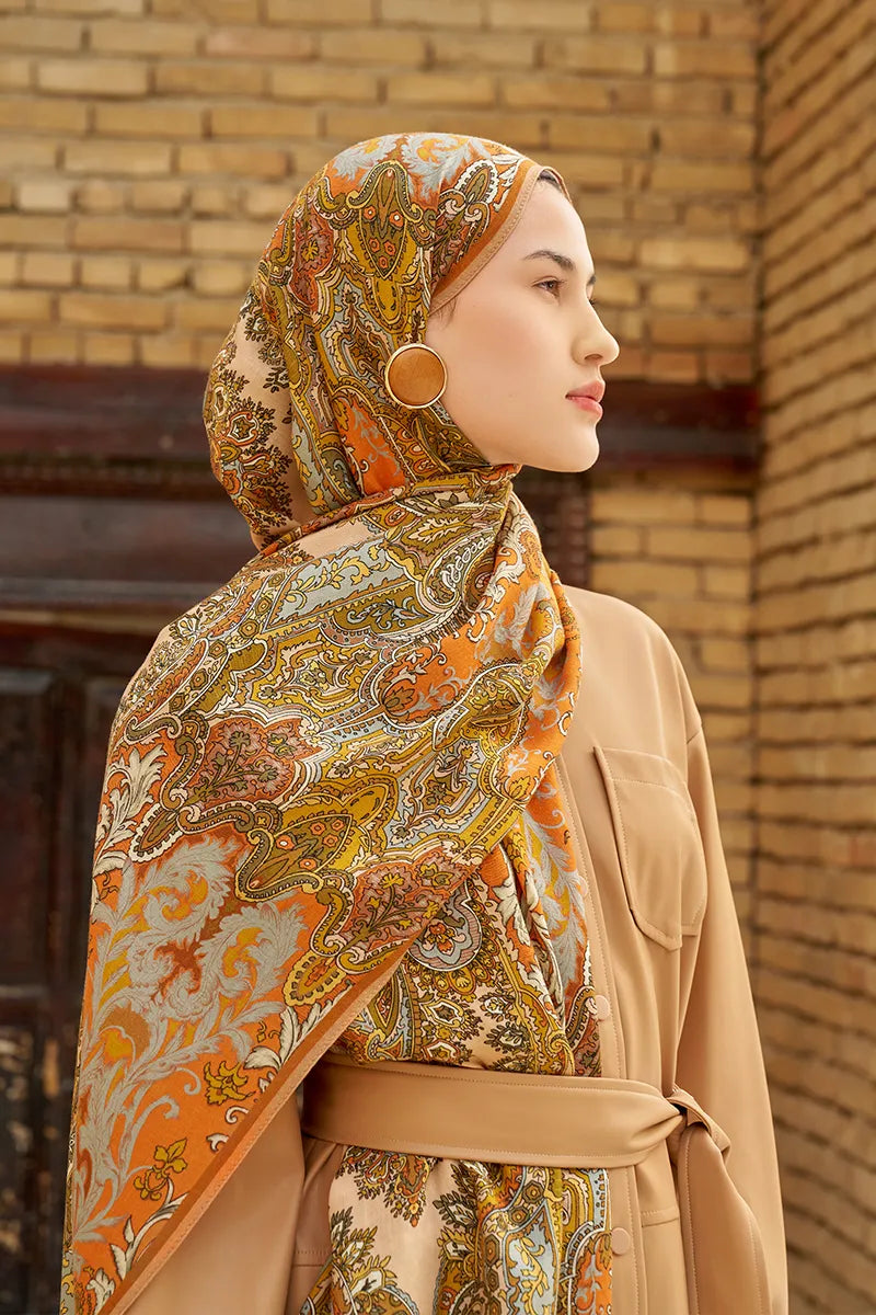Zeraf Yün İpek Şal - Turuncu