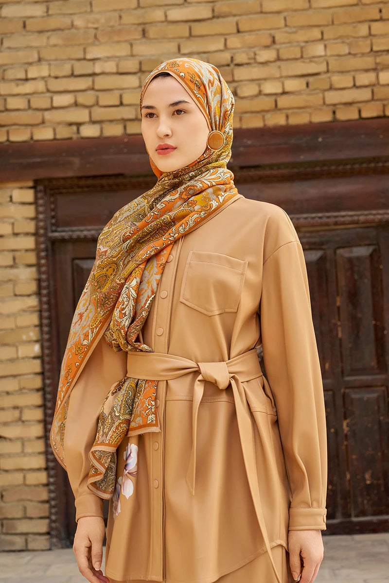 Zeraf Yün İpek Şal - Turuncu