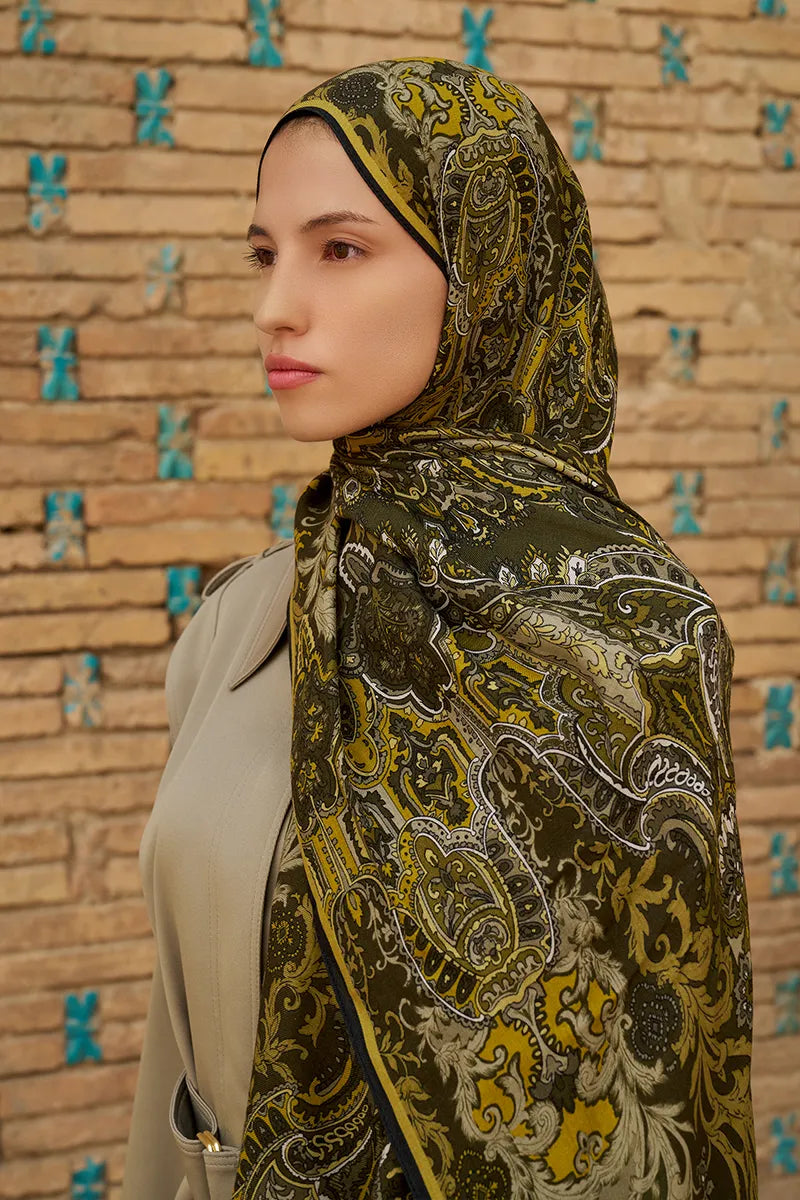 Zeraf Yün İpek Şal - Yeşil