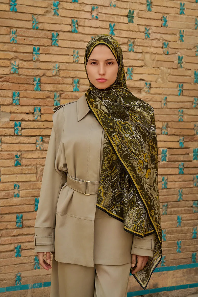 Zeraf Yün İpek Şal - Yeşil