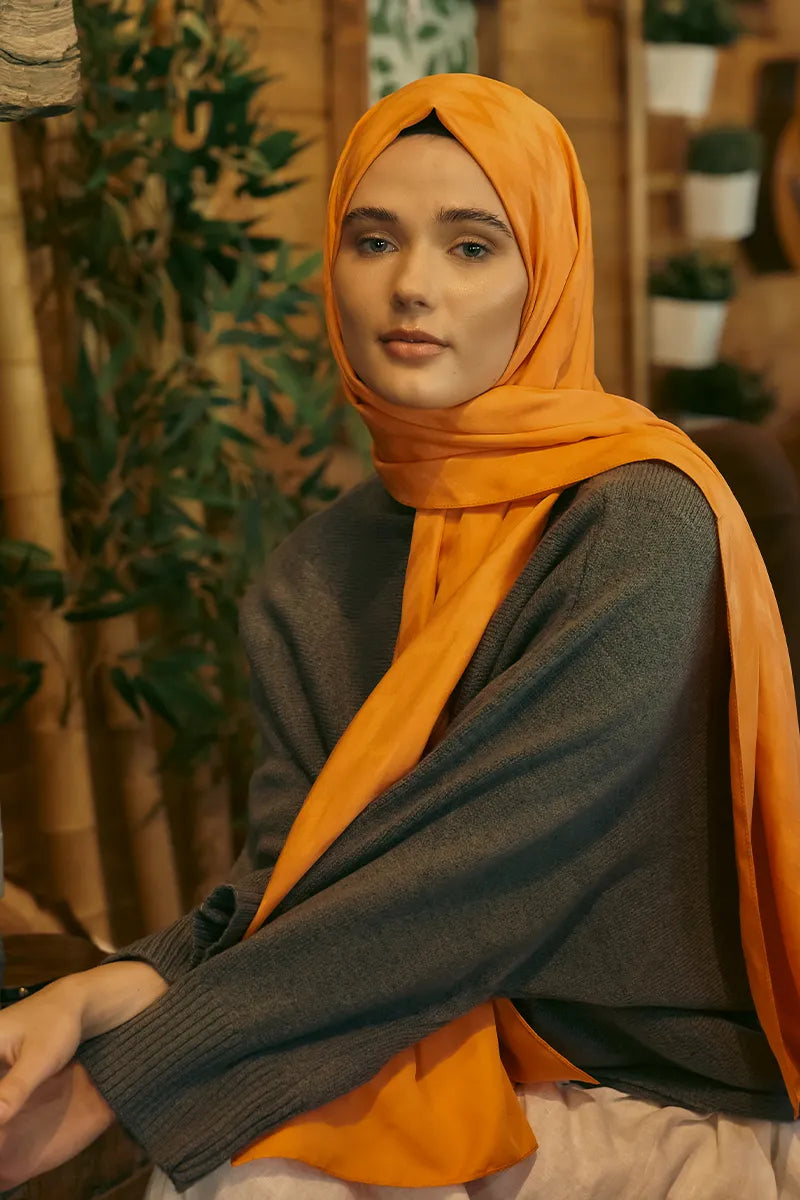 İpeksi Jakar Şal Zikzak Desen - Turuncu