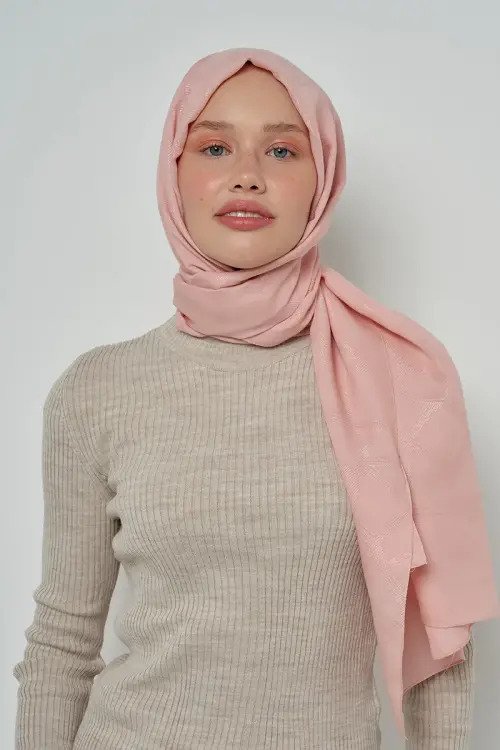 Jakar Pamuk Şal Mozaik Desen - Pudra