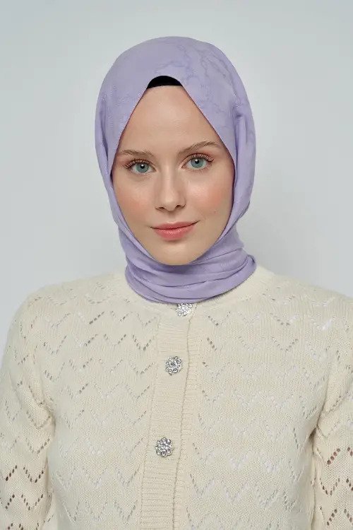 Jakar Pamuk Şal Zincir Desen - Lila