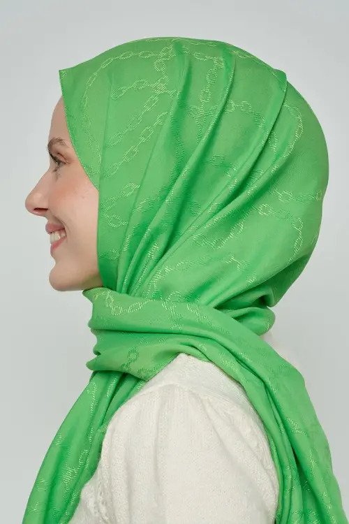 Jakar Pamuk Şal Zincir Desen - Yeşil