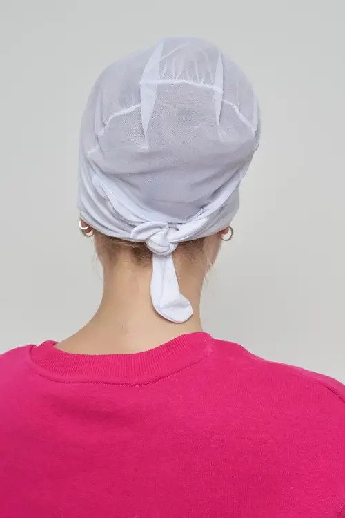 Dikişsiz Fileli Bone - Beyaz