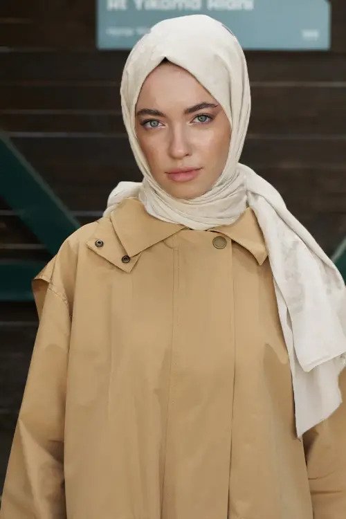 İpeksi Jakar Şal Papatya Desen - Taş