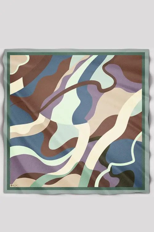 Desenli Modal Eşarp Soyut - Yeşil