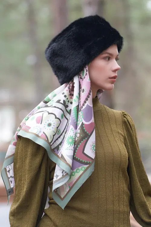 Luna Desen Modal Eşarp - Mint