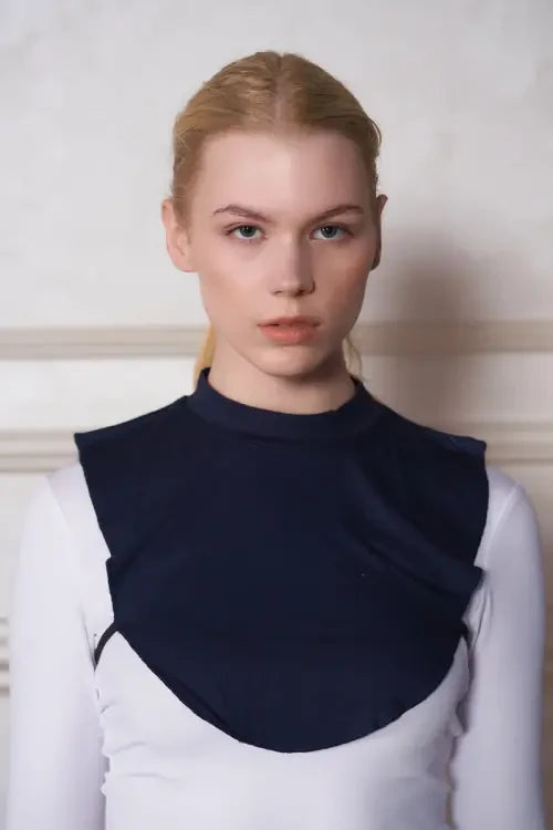 Plain Turtleneck Viscose Hijab Neck Warmer - Navy Blue