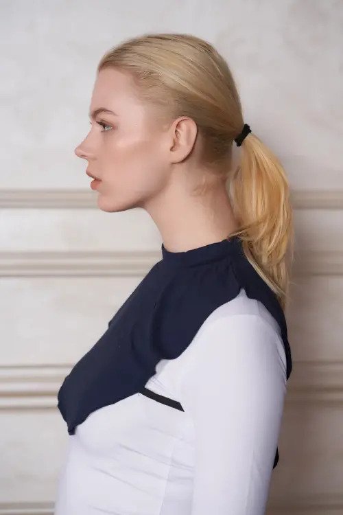 Plain Turtleneck Viscose Hijab Neck Warmer - Navy Blue