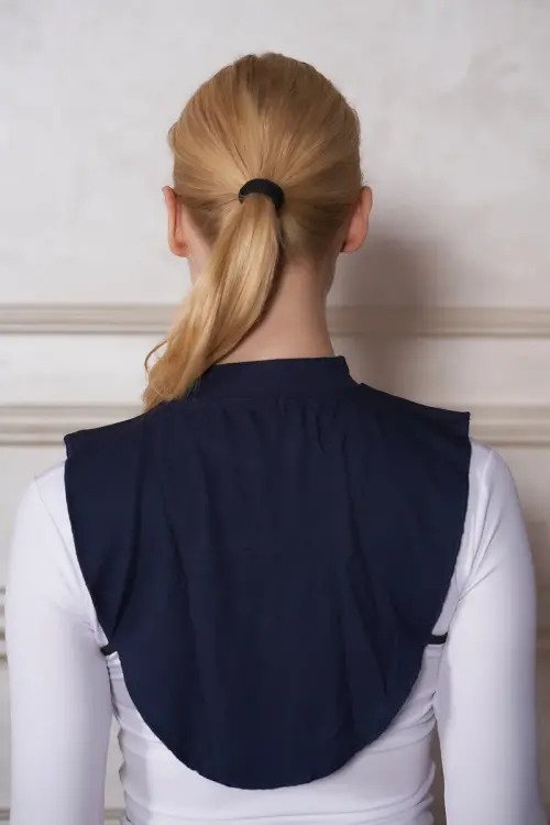 Plain Turtleneck Viscose Hijab Neck Warmer - Navy Blue