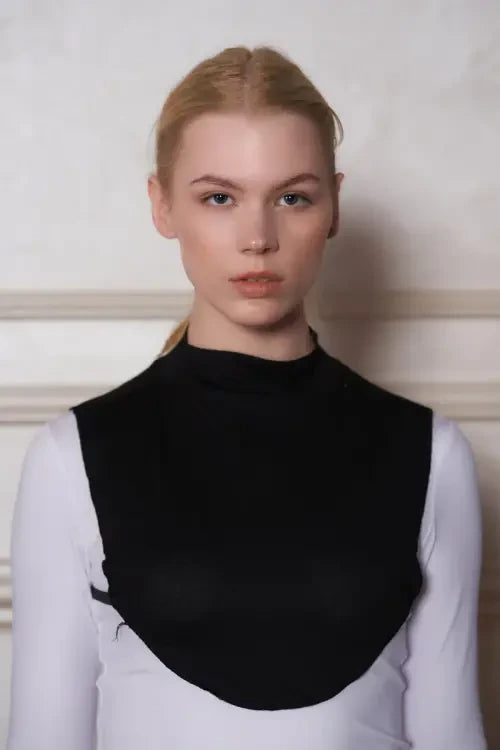 Plain Turtleneck Viscose Hijab Neckpiece - Black