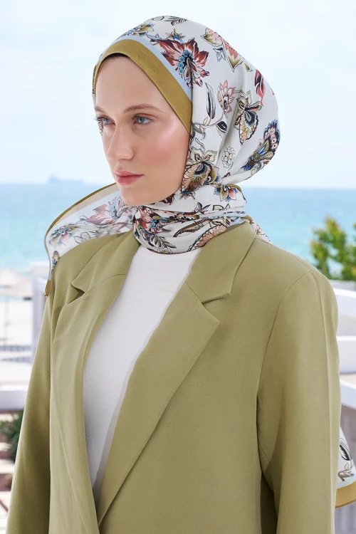 Curated Vintage Şal - Yağ Yeşili