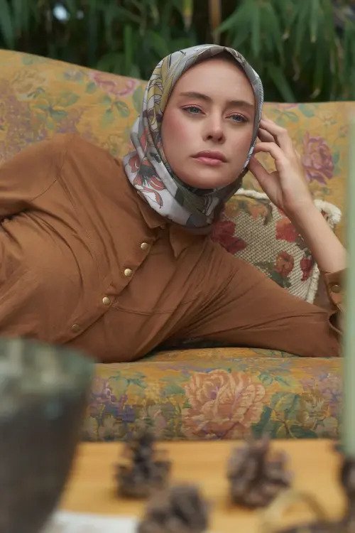 Leafly Modal Eşarp - Kahve