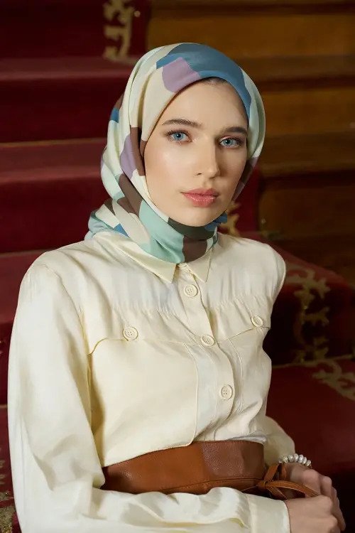 Desenli Modal Eşarp Soyut - Yeşil