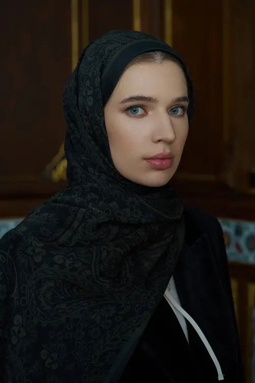 Pamuk İpek Floş Fiare Şal - Yeşil