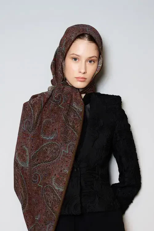 Yün İpek Shade Şal - Mocha