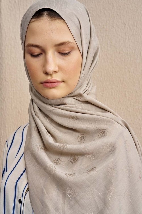 Double-Sided Logo Pattern Shawl - Beige