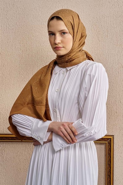 Double-Sided Ethnic Pattern Shawl - Camel