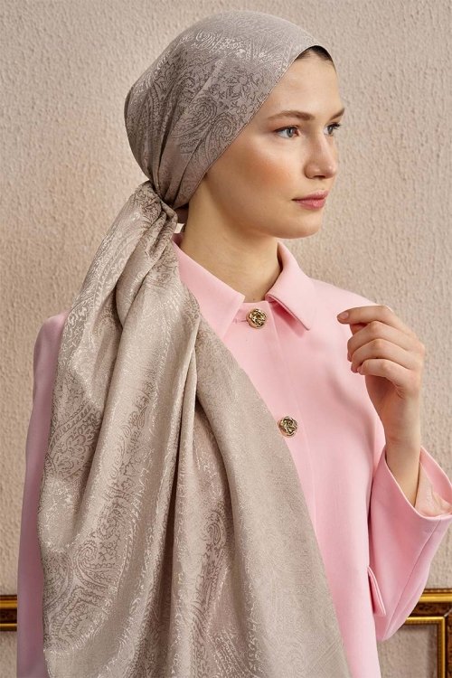 Double-Sided Ethnic Pattern Shawl - Beige