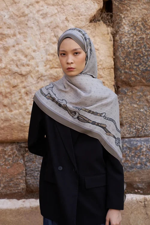 Sunrise Belt Pattern Shawl - Mink