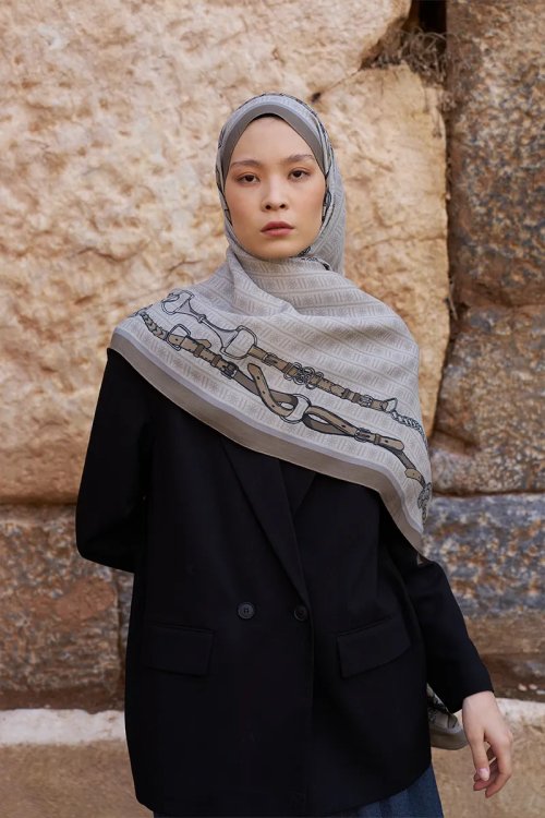 Sunrise Belt Pattern Shawl - Mink