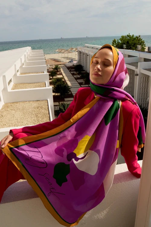 Curated Abstract Şal - Pembe