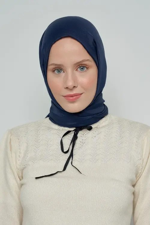 Jakar Pamuk Şal Monogram Desen - Lacivert