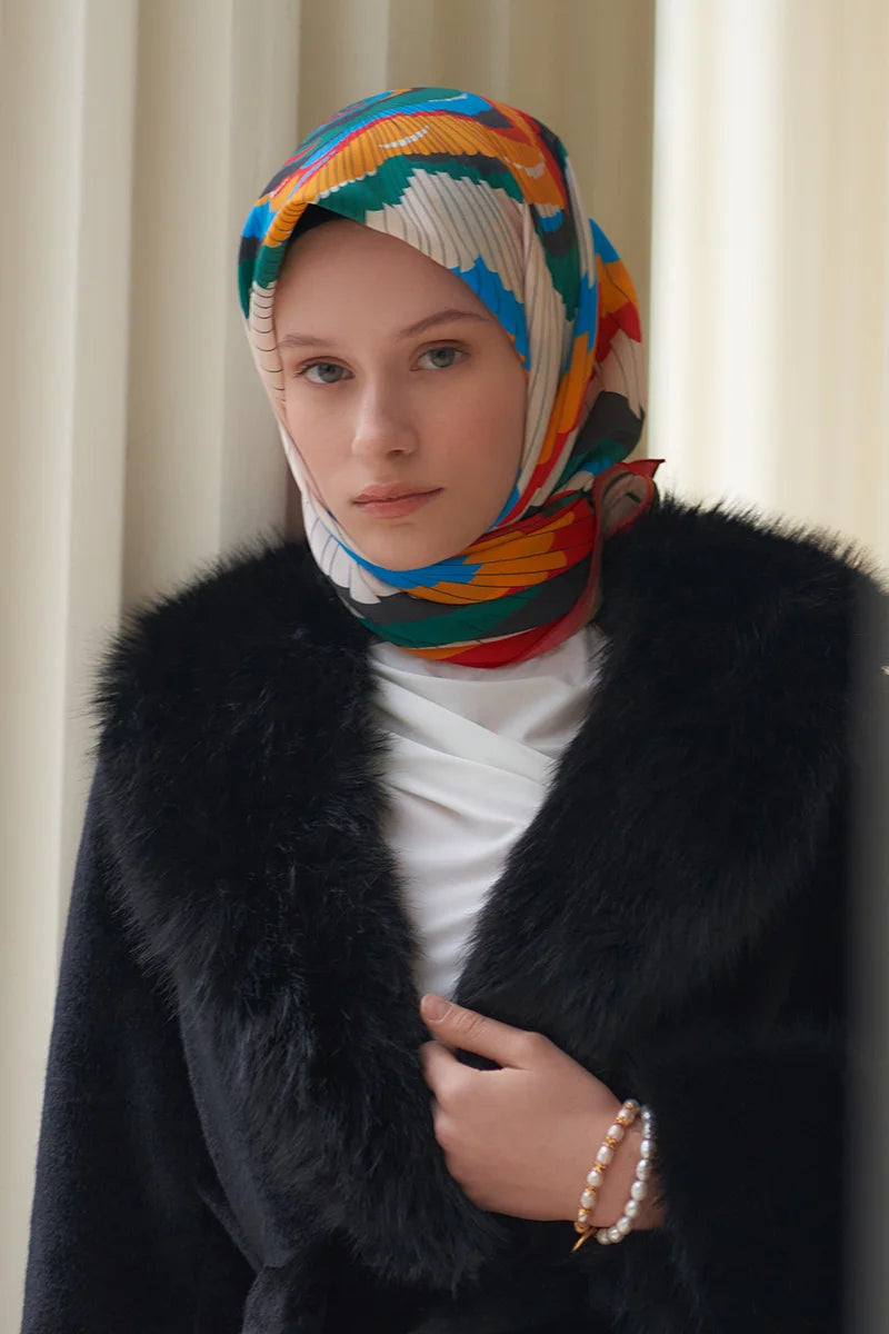 İllusion Desen Modal Eşarp - Renkli