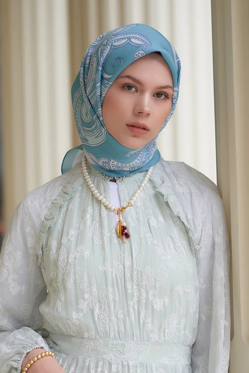 Motif Desen Modal Eşarp - Mavi