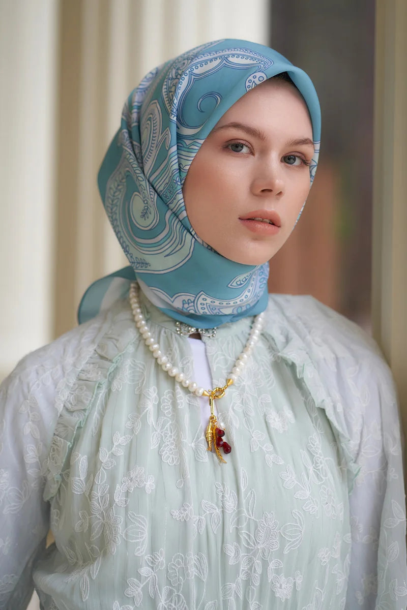 Motif Desen Modal Eşarp - Mavi