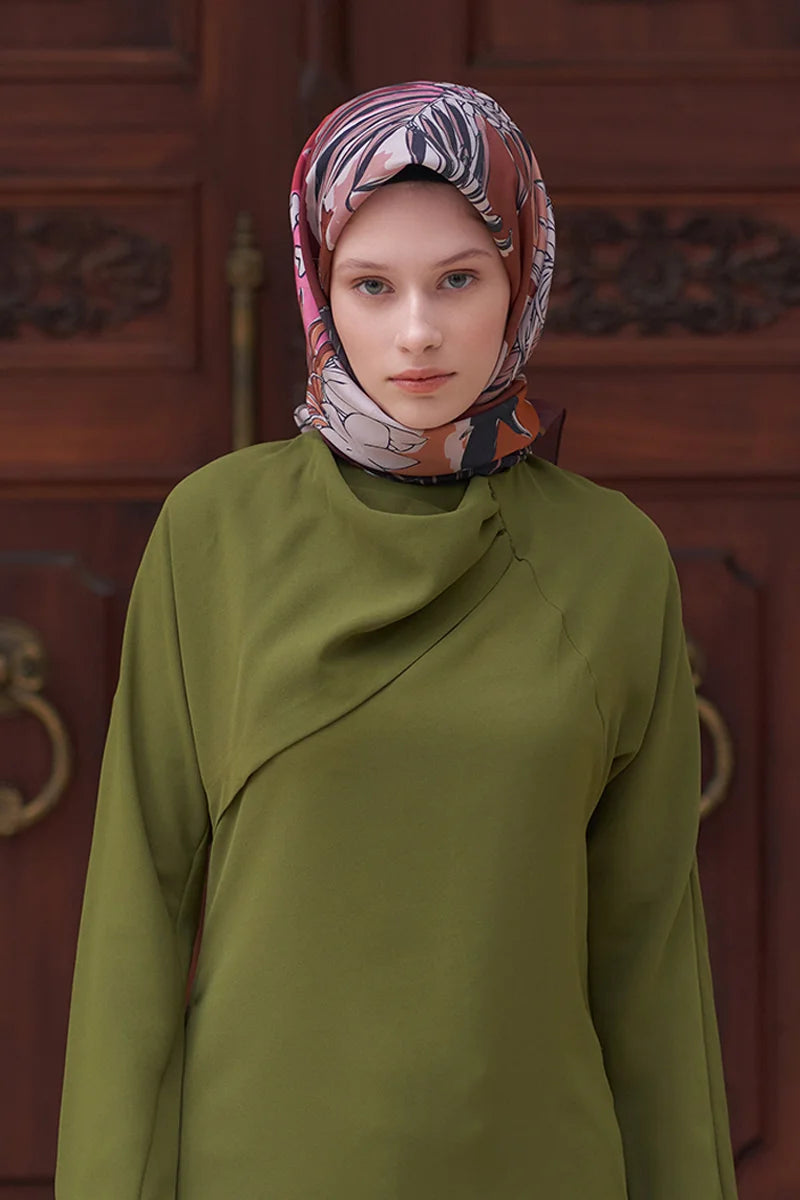 Tuval Desen Modal Eşarp - Bordo