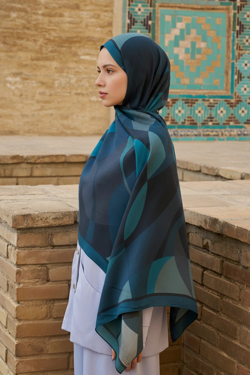 Ashen Floss Viscose Shawl - Petrol