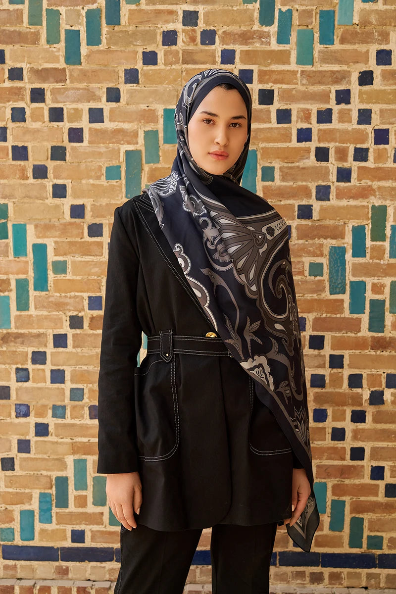 Bramble Floş Viskon Şal - Siyah