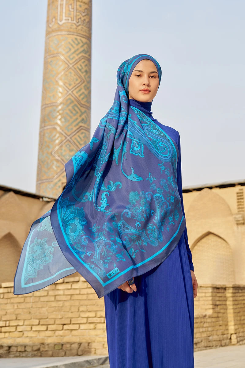 Bramble Floş Viskon Şal - Gece Mavisi