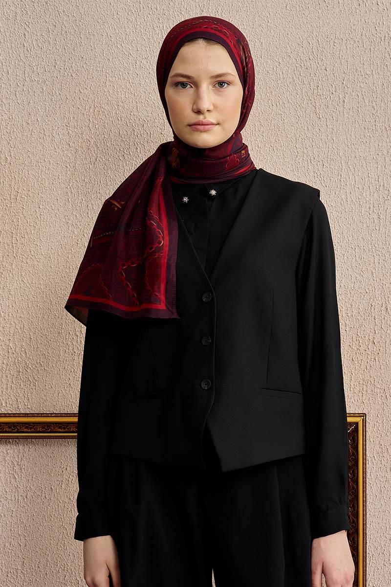 Celebrity Karte Şal - Bordo