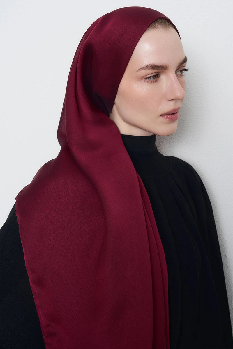 Çift Kat Janjan Şal - Bordo
