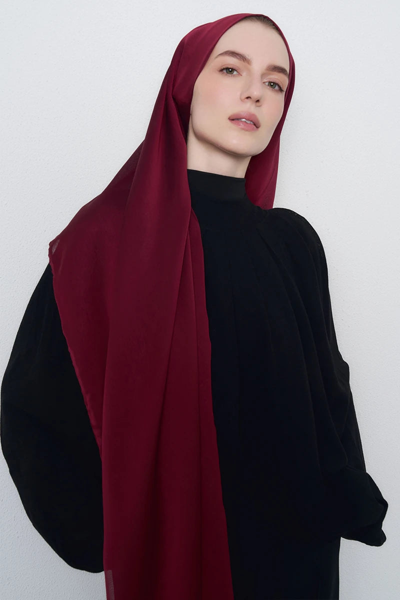 Çift Kat Janjan Şal - Bordo