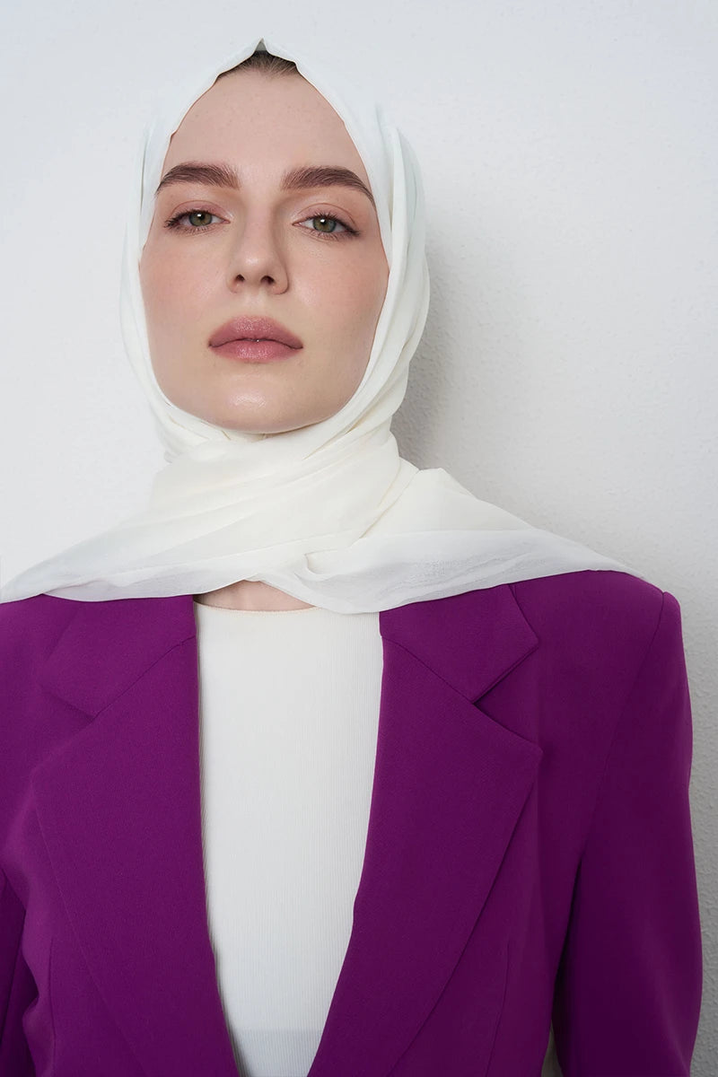 Çift Kat Janjan Şal - Kırık Beyaz