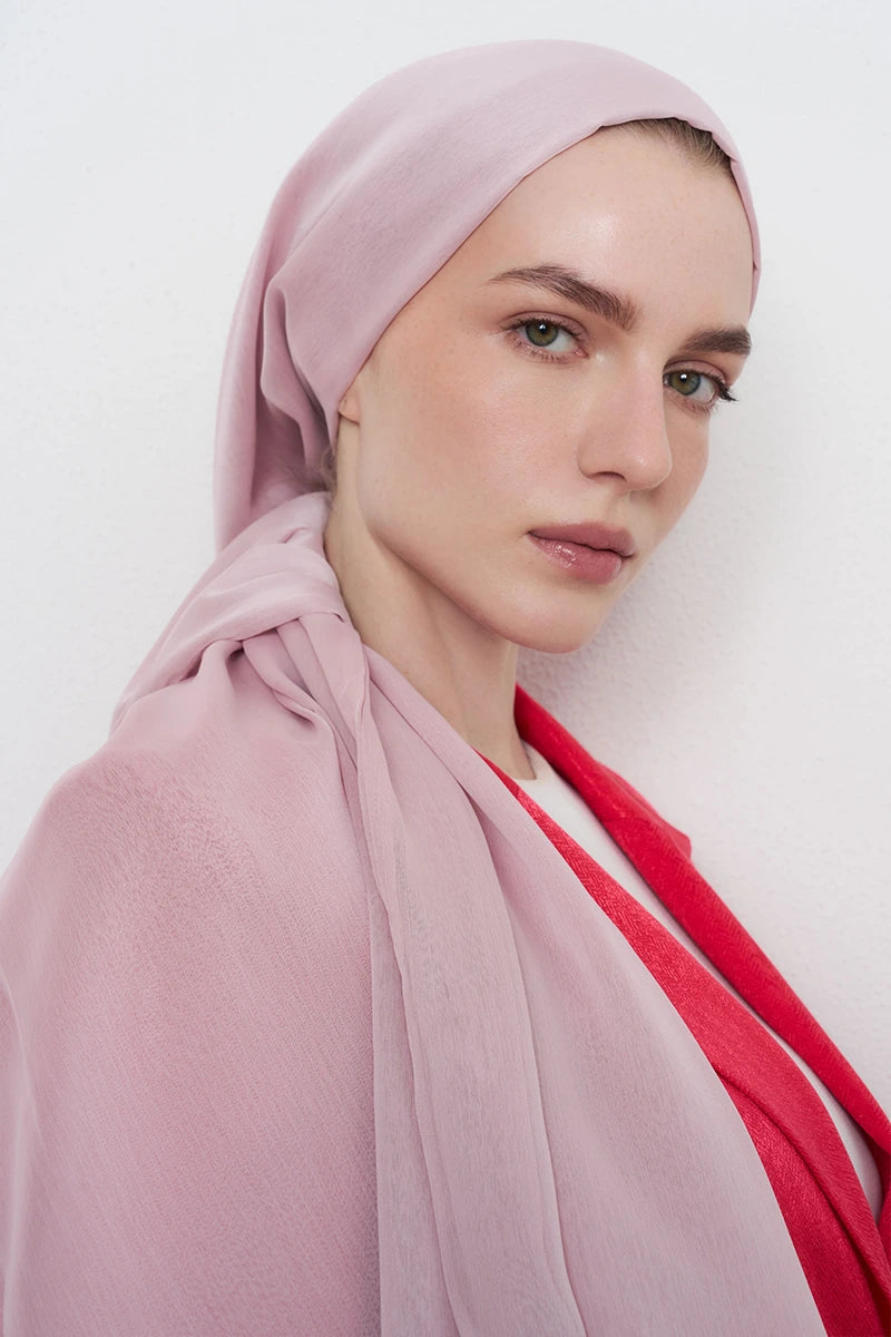 Çift Kat Janjan Şal - Pudra