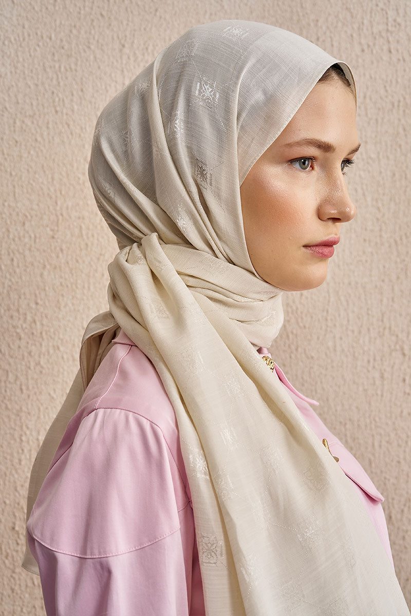 Double-Sided Logo Pattern Shawl - Off-White