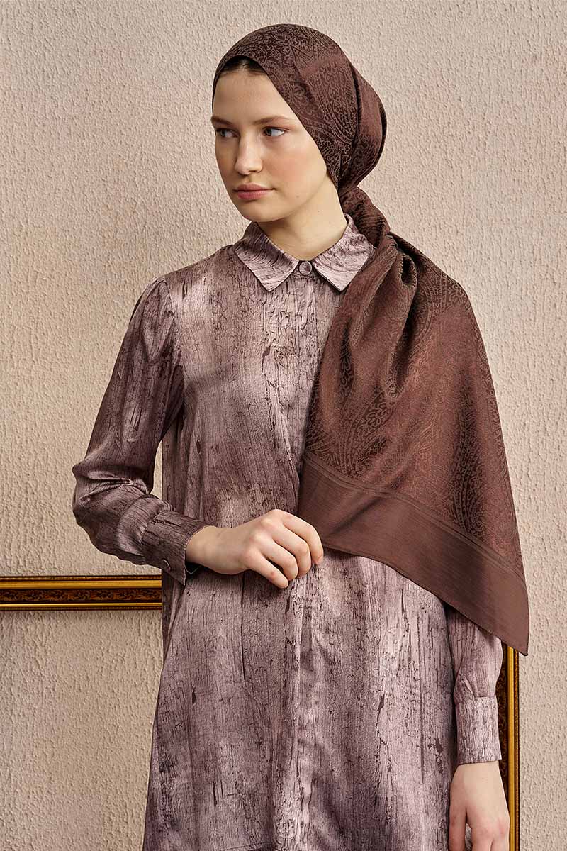 Double-Sided Ethnic Pattern Shawl - Brown