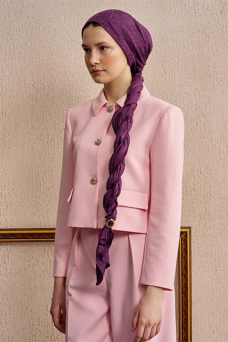 Double-Sided Ethnic Pattern Shawl - Purple